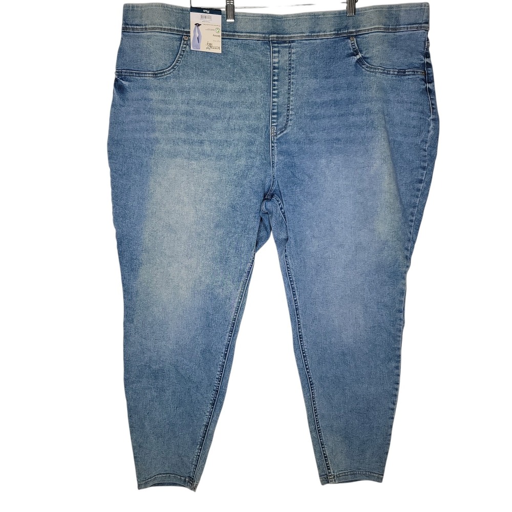 Womens Size 4X 28W-30W Terra & Sky Pull On Blue Jeggings High Rise Skinny NWT